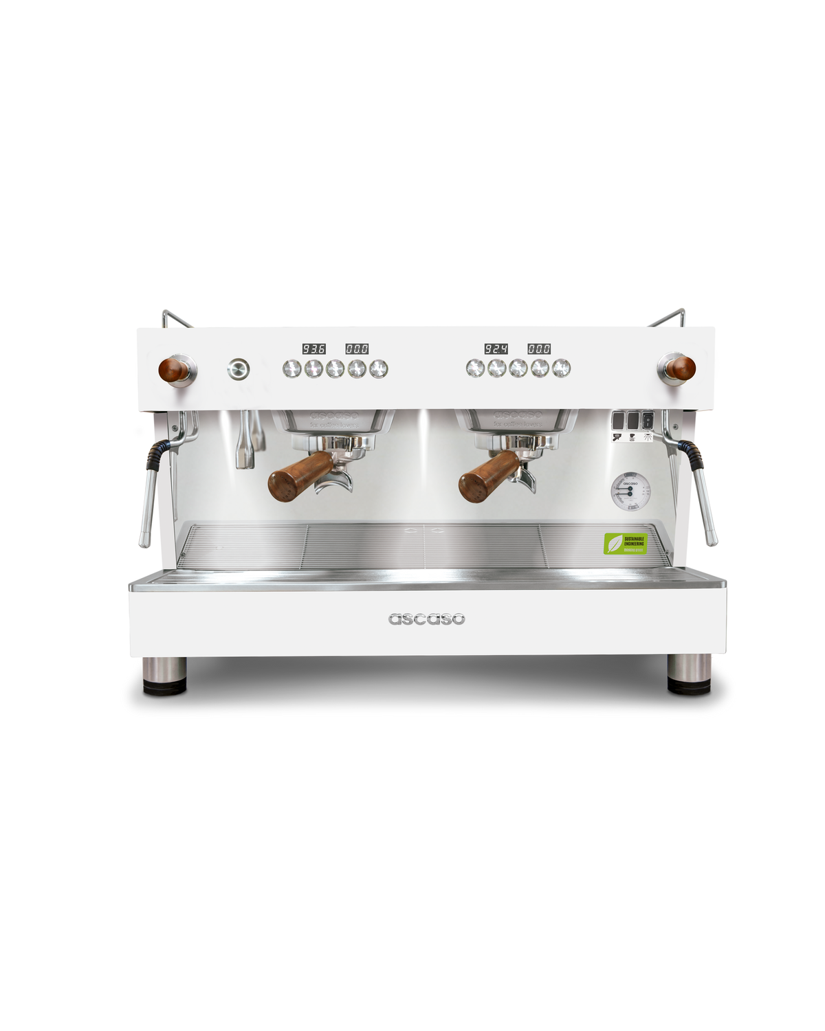 Ascaso Barista T ONE 2 group in white with joystick steam controls