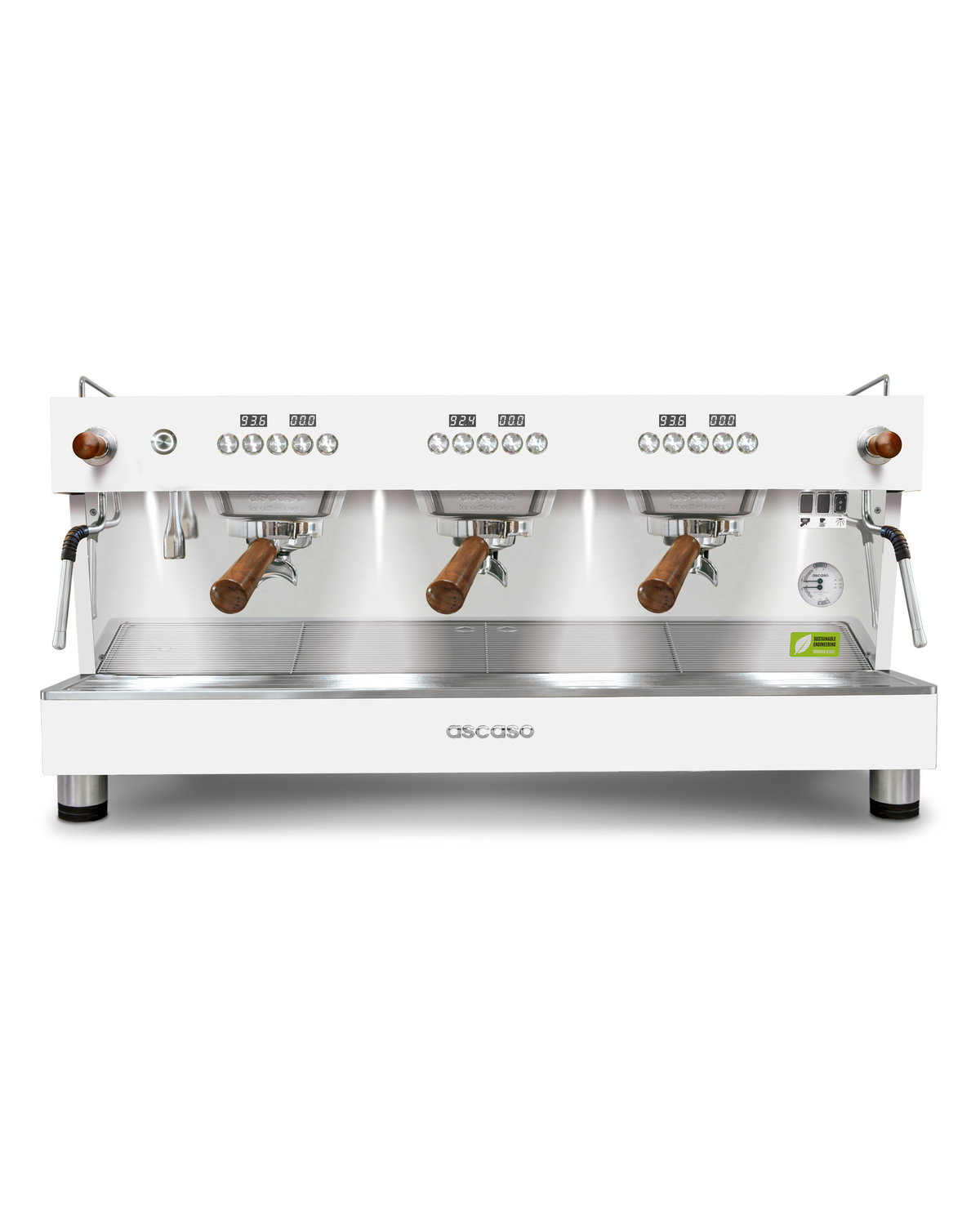 Ascaso Barista T ONE 3 group in white with joystick steam controls