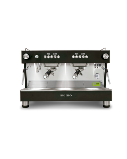 Ascaso Barista T ONE 2 group in black with black portafilter handles